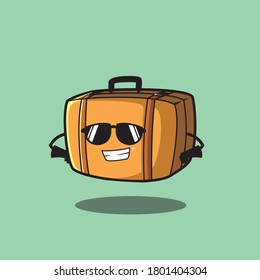 character design of a classic brown suitcase