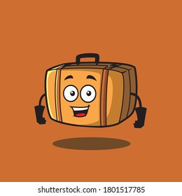 character design of a classic brown suitcase