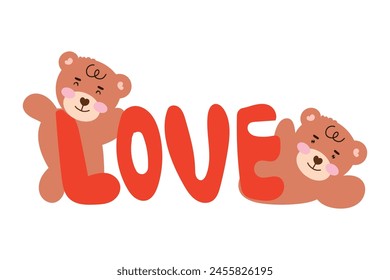 Character design collection baby bear valentines day Love 