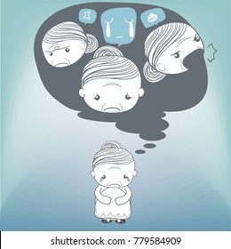 Character design concept of elderly falls : depressed or various emotions
