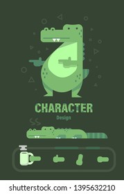Character design . Crocodile character . Crocodile vector illustration 