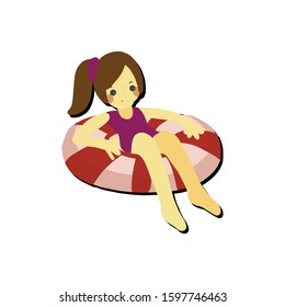 Character design. Cute girl with ring on white background.