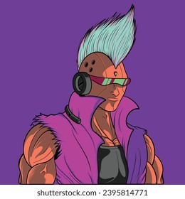 Character Design of Cyberpunk Humanoid can use for gaming content, game logo, and more