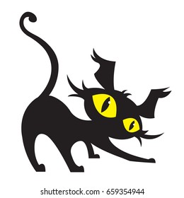 Character design, Evil Black Cat with yellow eyes.