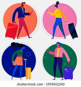 Character design flat trendy illustration, persons in various poses