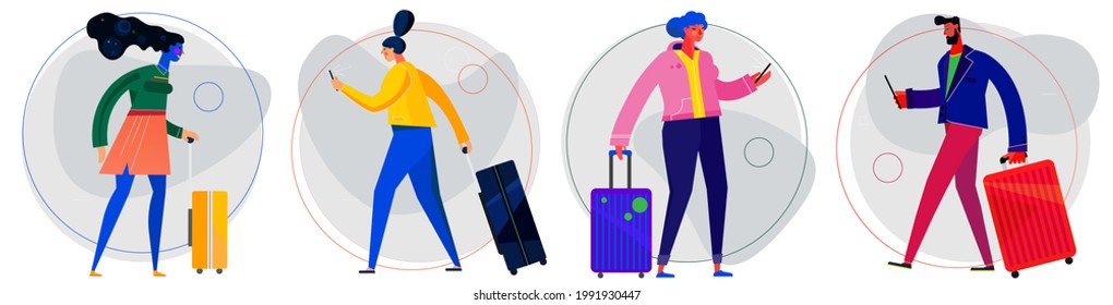 Character design flat trendy illustration, persons in various poses