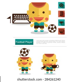 Character design Football Player career, icon vector with white background