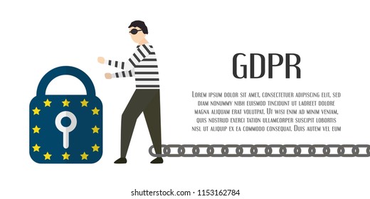 Character design with GDPR concept isolated on white background. Vector illustration with text space.