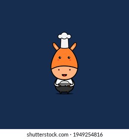 character design of giraffe as a chef,cute style for t shirt, sticker, logo element