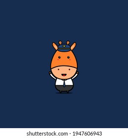 character design of giraffe as a pilot,cute style for t shirt, sticker, logo element