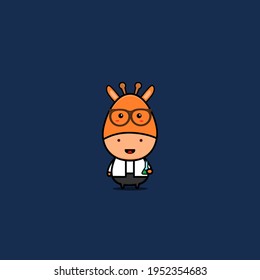 character design of giraffe as a professor,cute style for t shirt, sticker, logo elemen