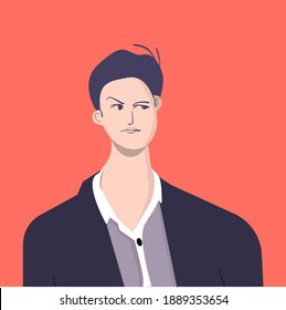 Character design of a guy with a doubtful expression 