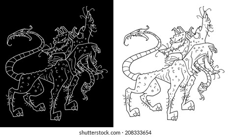 Character design Halloween cartoon Cerberus Black and white