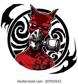 Character design Halloween devil tattoo