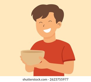 character design holding a bowl