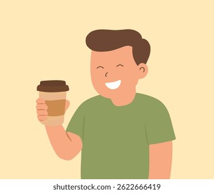 character design holding a coffee cup