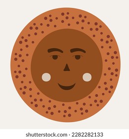 Diseño de caracteres, imagen inusual humana. Icono emmoji, alegre cara abstracta con puntos. avatar colorido, pegatina de insignia, forma divertida. Aislado sobre blanco
