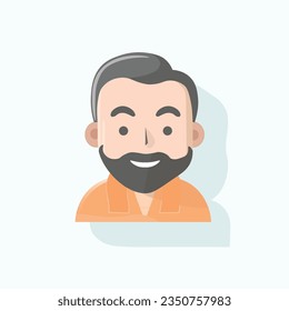 Character design of man with a beard. Flat character of a handsome bearded man