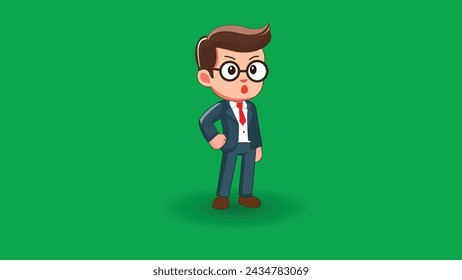Character design of a man wearing a suit, Character design