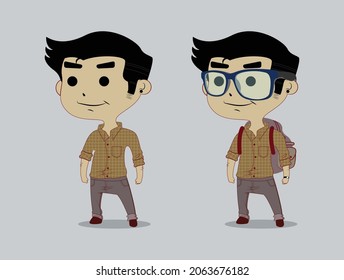 Character design model one with bag