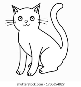 character design outline of a cat. black and white line art vector illustration