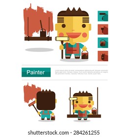 Character design Painter career, icon vector with white background