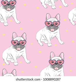 Character design pattern background of head bulldog.