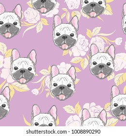 Character design pattern background of head bulldog.