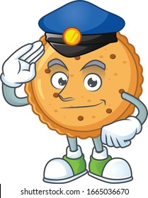 A character design of peanut butter cookies working as a Police officer