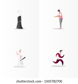 Character design of people with various activities
