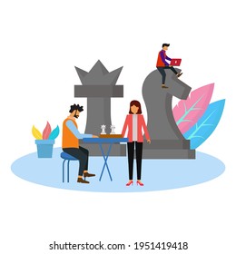 Zeichendesign bei Schachspiel-Flachgrafik