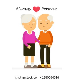 Character design portrait elderly, Happy valentines day.