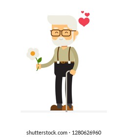 Character design portrait elderly, Happy valentines day.