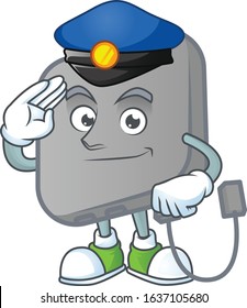 A character design of power bank working as a Police officer