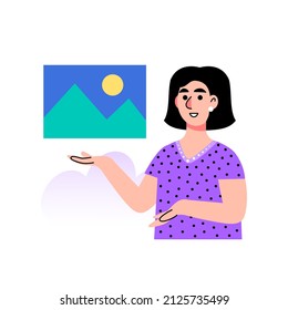 Character with design project. Vector illustration in a flat style