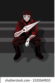 Character design, a psychopath present on Halloween night, vector illustration concept, psychopath mascot