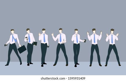 Character design set of businessman.vector flat illustration.