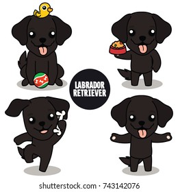 Character design set of Cute black Labrador Retriever vector , isolated on white background , jpg included Clipping Path
