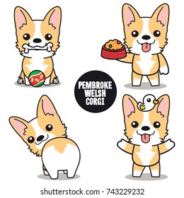 Character design set of Cute Pembroke Welsh Corgi vector , isolated on white background , jpg included Clipping Path