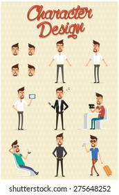 Character Design Set With Different Positions.Vector Illustration