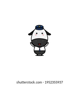 character design of sheep as a pilot,cute style for t shirt, sticker, logo element