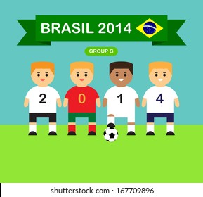 Character design with soccer players, illustration vector.