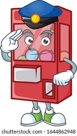 A character design of toy claw machine working as a Police officer