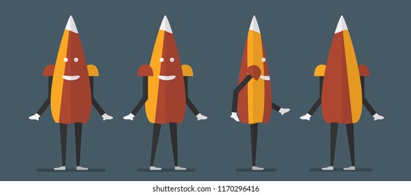 Character design of umbrella ghost for Halloween day, 31 October, Vector illustration isolated on dark blue background.