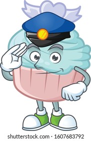A character design of vanilla blue love cupcake in a Police officer costume
