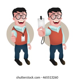 character design, vector cartoon, character of an office person, 