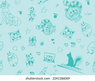 Character design Vector illustration collection cute cats of cute funny cats. modern hand drawn style. design for baby and kid Cute illustration set can be used for nursery decoration, baby and kids
