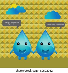 character design water drops conversation