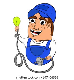 character design work electrician vector illustration.