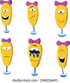 A character with different emotions. Vector. Illustration. yellow